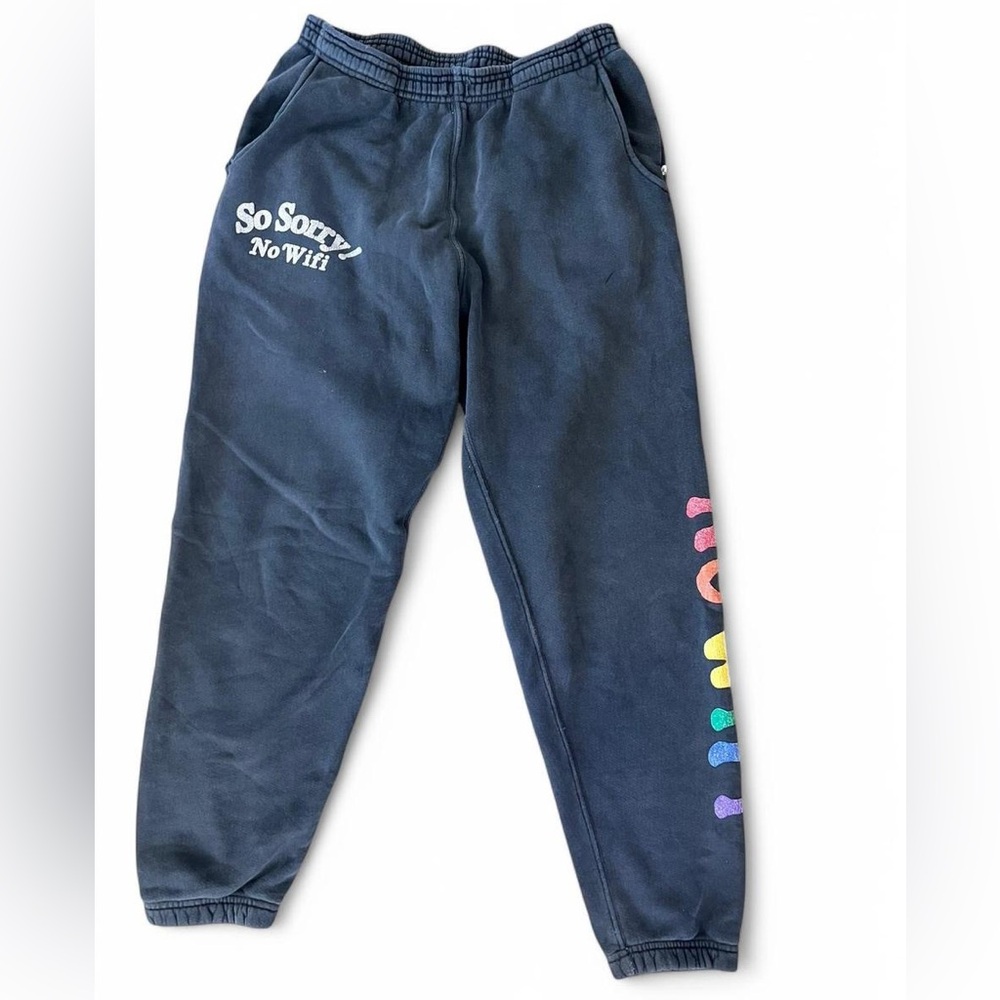 Madhappy Black Joggers with Rainbow “No WiFi” Print Size M